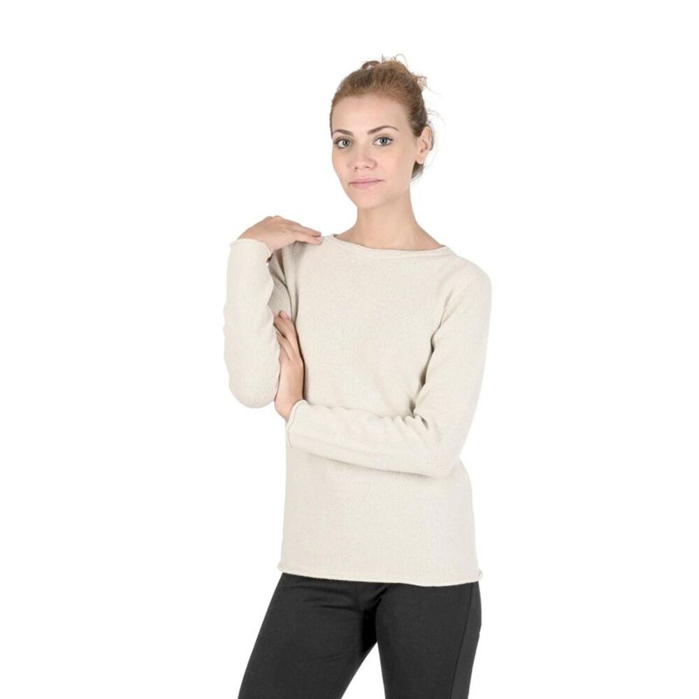 Crown of Edinburgh Cashmere  Womens Boat Neck Sweater COE 0015 CREAM